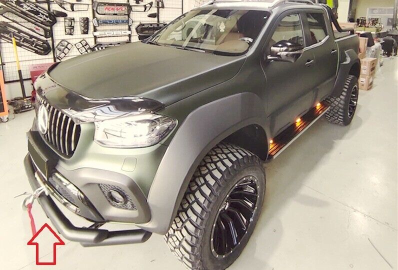 MATT BLACK BULLBAR FOR MERCEDES X CLASS W470 TIGER LOOK TUBULAR STAINLESS STEEL 90MM