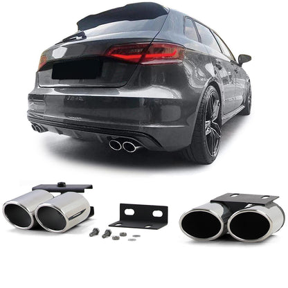 Terminale di scarico conversione con manichino a ottica S a 4 tubi per Audi A3 8V 1.4 1.8 2.0