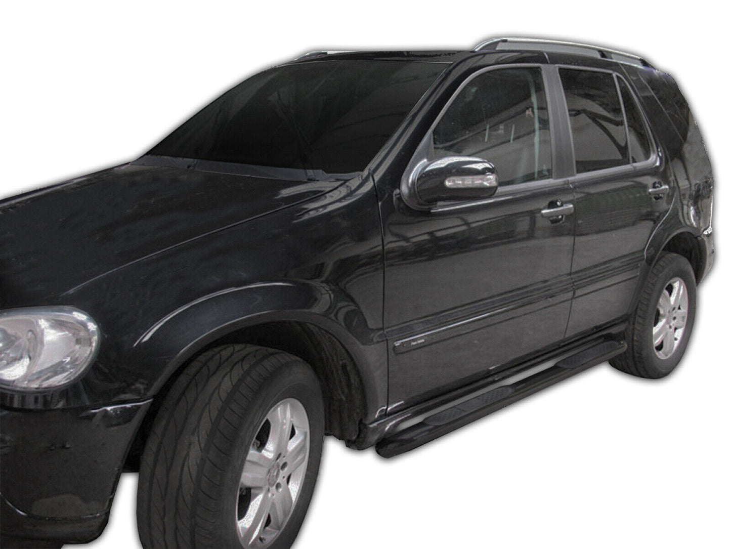 BLACK SIDE STEPS INOX for MERCEDES ML W163 1998-2005 