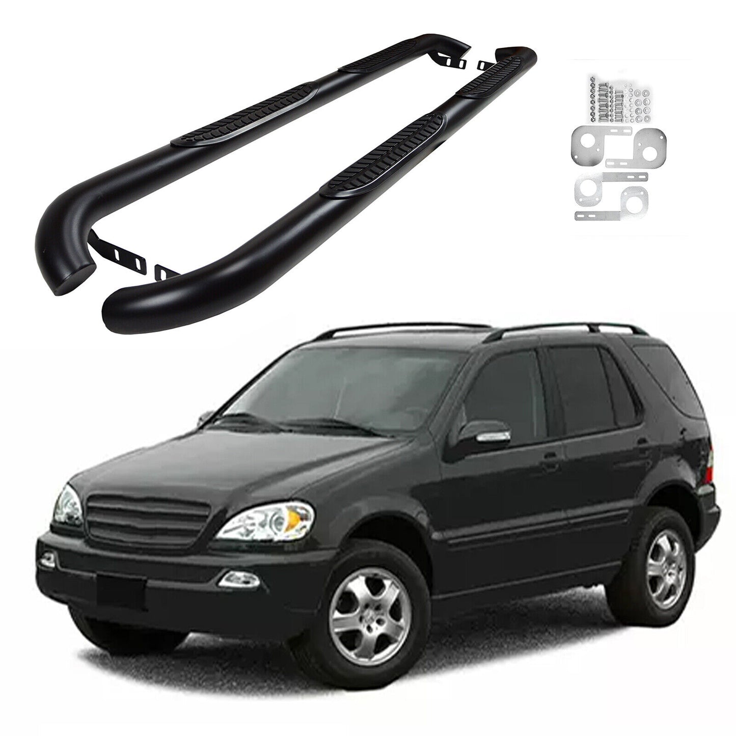 BLACK SIDE STEPS INOX for MERCEDES ML W163 1998-2005 