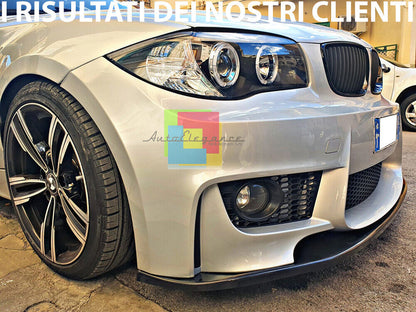 LAMA PER BMW SERIE 1 E81 E87 E82 E88 M1 SPLITTER PARAURTI ANTERIORE NERO LUCIDO.