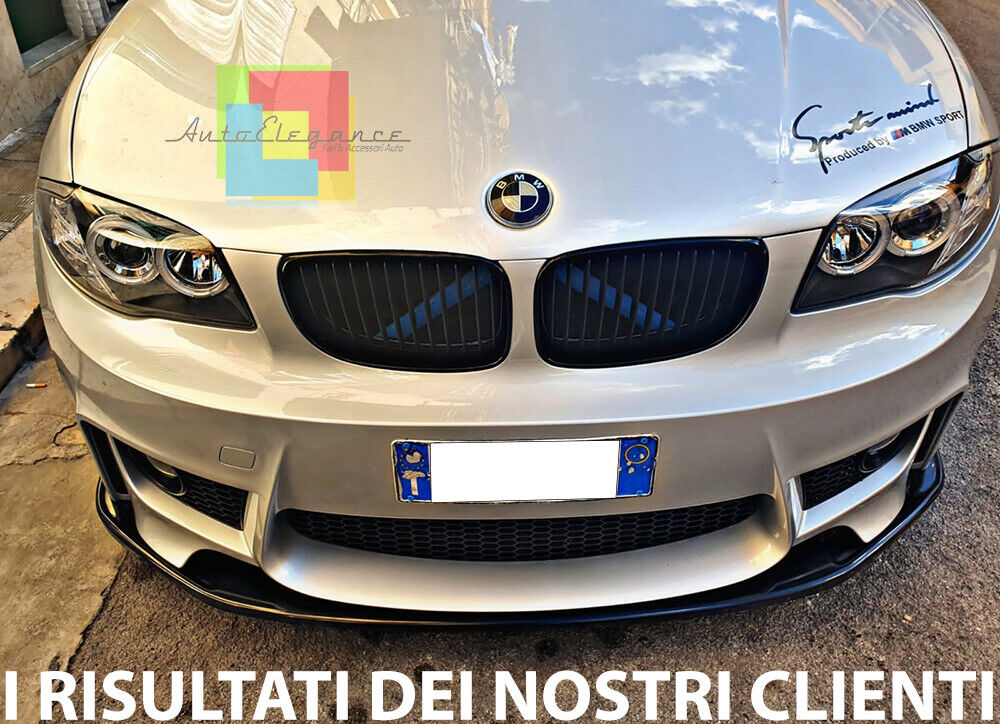 LAMA PER BMW SERIE 1 E81 E87 E82 E88 M1 SPLITTER PARAURTI ANTERIORE NERO LUCIDO.