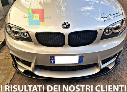 LAMA PER BMW SERIE 1 E81 E87 E82 E88 M1 SPLITTER PARAURTI ANTERIORE NERO LUCIDO.