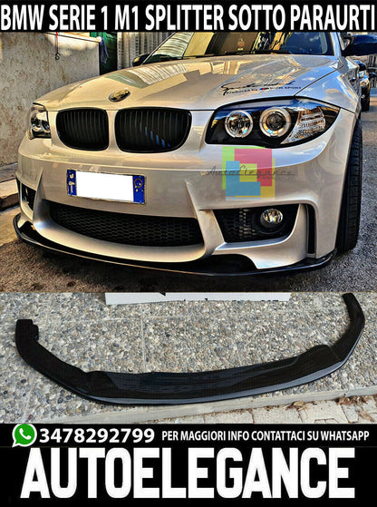 LAMA PER BMW SERIE 1 E81 E87 E82 E88 M1 SPLITTER PARAURTI ANTERIORE NERO LUCIDO.