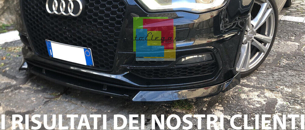 💎UNDER BUMPER SPLITTER AUDI A3 8V 2012+ SLINE ABS GLOSSY BLACK SPOILER 3 PIECES 