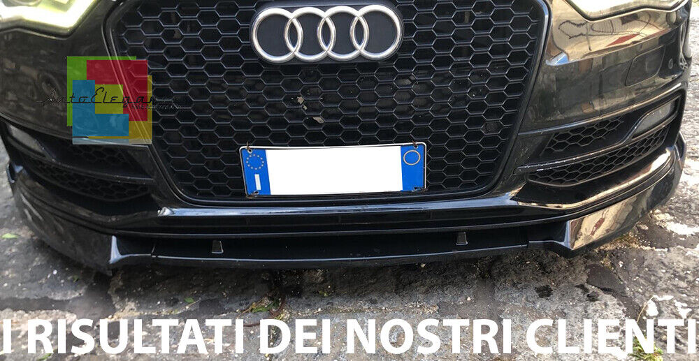 💎UNDER BUMPER SPLITTER AUDI A3 8V 2012+ SLINE ABS GLOSSY BLACK SPOILER 3 PIECES 