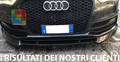 💎UNDER BUMPER SPLITTER AUDI A3 8V 2012+ SLINE ABS GLOSSY BLACK SPOILER 3 PIECES 