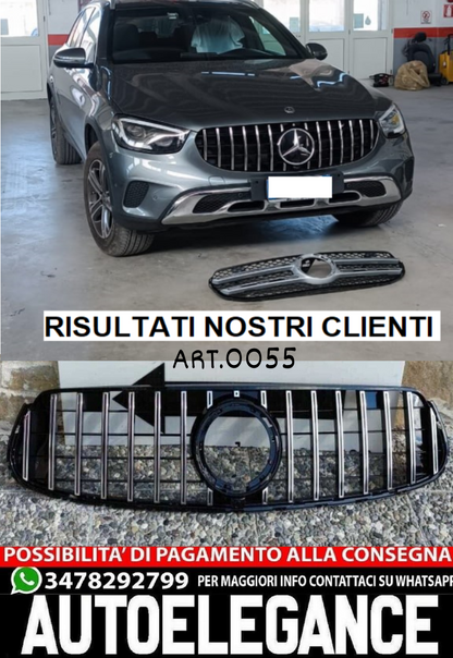 GRIGLIA ADATTA PER MERCEDES GLC X253 C253 LIFT AMG 2019-2022 LOOK GT CROMATA