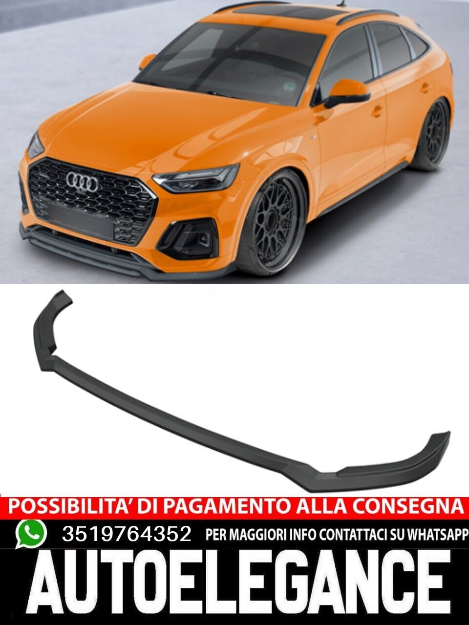 Spoiler splitter sottoparaurti con ABE adatto per  Audi Q5 (FY/FYT) S-Line / SQ5