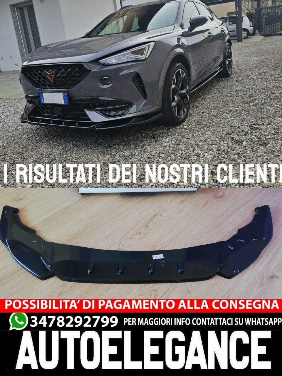 Front Lip Spoiler for CUPRA Formentor 2020+ Gloss Black 