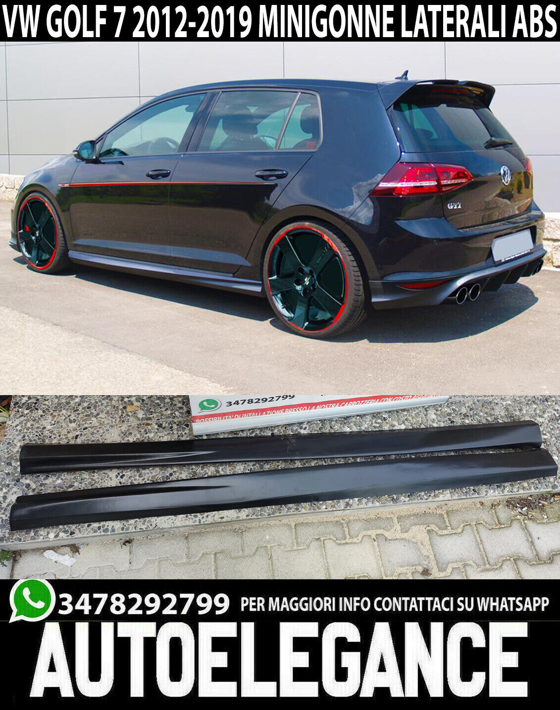 VW GOLF 7 VII 2012-2019 ABS SPORT SIDE SKIRTS UNDER DOOR TUNING 