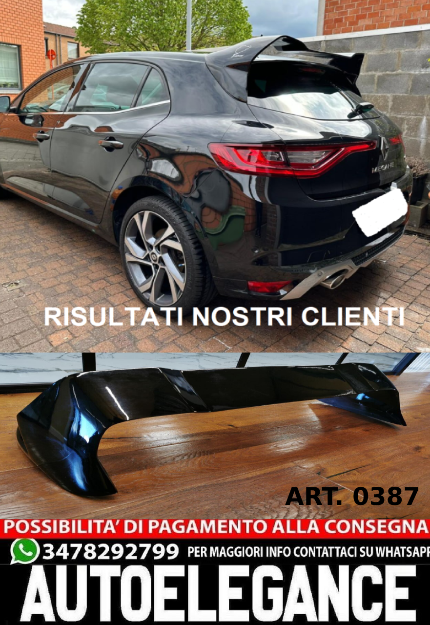 SPOILER TETTO ADATTO PER RENAULT MEGANE 4 IV STANDARD LOOK RS NERO LUCIDO