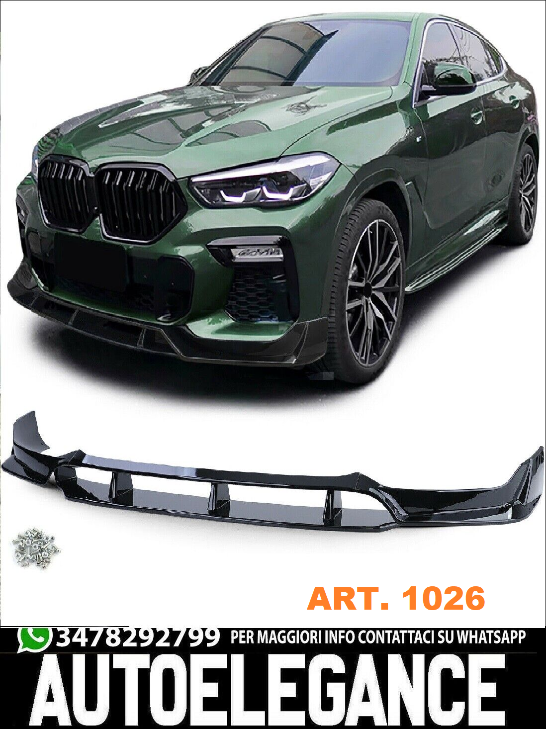 Splitter anteriore lama Performance Type 2 Nero lucido adatto per BMW X6 G06