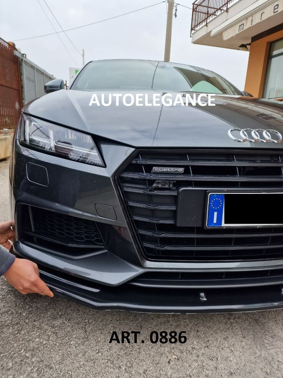 SPLITTER ANTERIORE PER AUDI TT FV MK3 2015+ ADATTO A PARAURTI RS NERO LUCIDO ABS