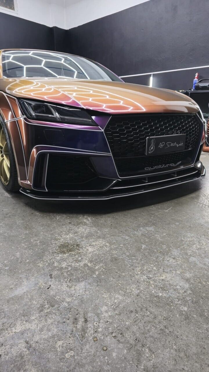 SPLITTER ANTERIORE PER AUDI TT FV MK3 2015+ ADATTO A PARAURTI RS NERO LUCIDO ABS