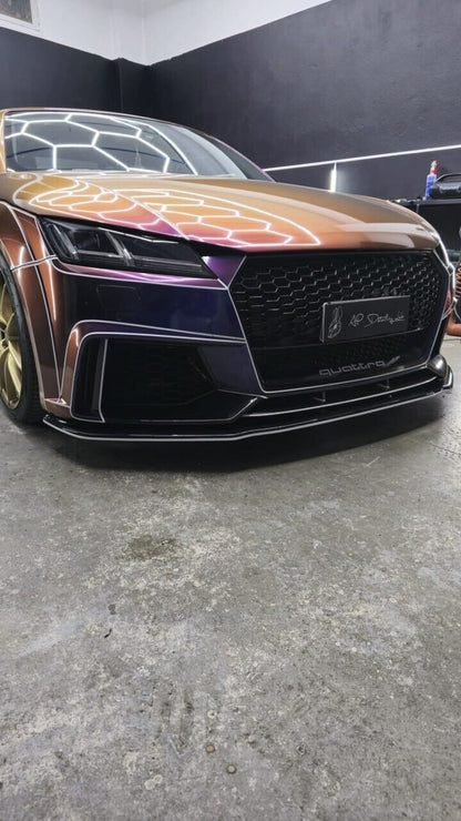SPLITTER ANTERIORE PER AUDI TT FV MK3 2015+ ADATTO A PARAURTI RS NERO LUCIDO ABS