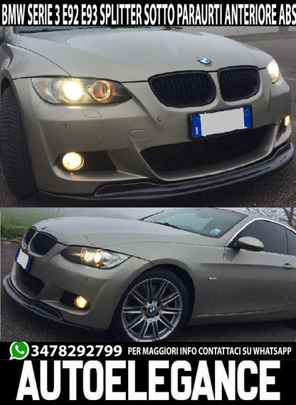 SOTTO PARAURTI BMW SERIE 3 E92 E93 SPOILER ANTERIORE M SPORT SPLITTER ABS NERO