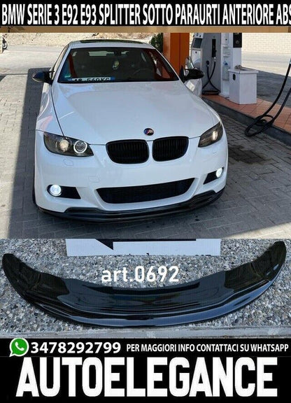 SOTTO PARAURTI BMW SERIE 3 E92 E93 SPOILER ANTERIORE M SPORT SPLITTER ABS NERO