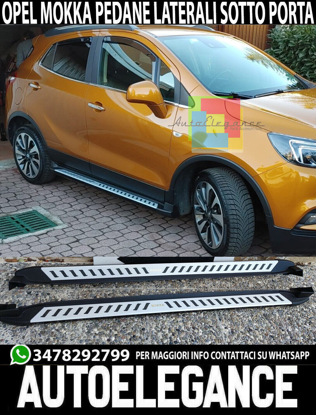 PEDANE LATERALI OPEL MOKKA / MOKKA X 2012-2020 SOTTO PORTA ANTISCIVOLO SPORT