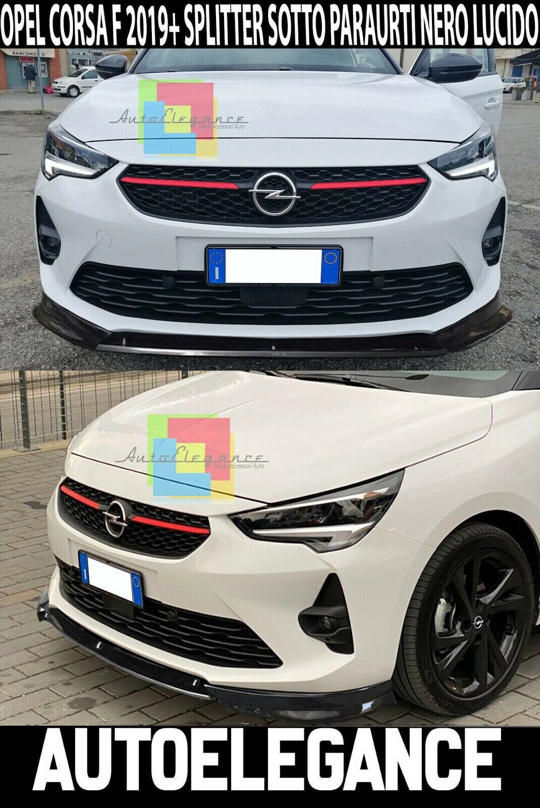 SPLITTER LABBRO OPEL CORSA F 2019+ PARAURTI ANTERIORE INFERIORE ABS NERO LUCIDO