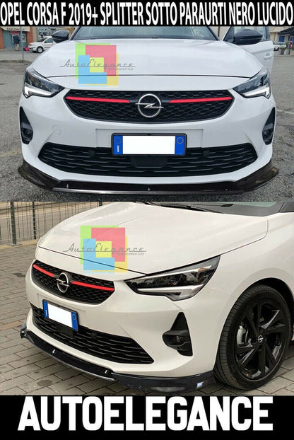 SPLITTER LABBRO OPEL CORSA F 2019+ PARAURTI ANTERIORE INFERIORE ABS NERO LUCIDO