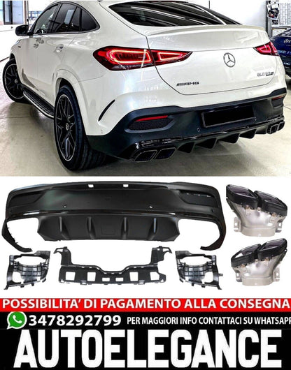 DIFFUSORE NERO+TERMINALI ADATTO PER MERCEDES W167 C167 GLE COUPE LOOK 63 AMG