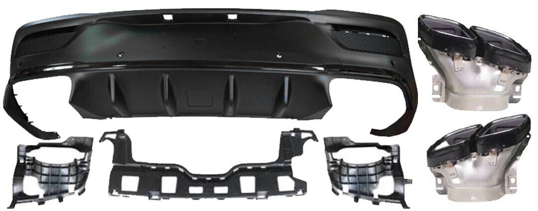 DIFFUSORE NERO+TERMINALI ADATTO PER MERCEDES W167 C167 GLE COUPE LOOK 63 AMG