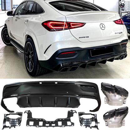 DIFFUSORE NERO+TERMINALI ADATTO PER MERCEDES W167 C167 GLE COUPE LOOK 63 AMG