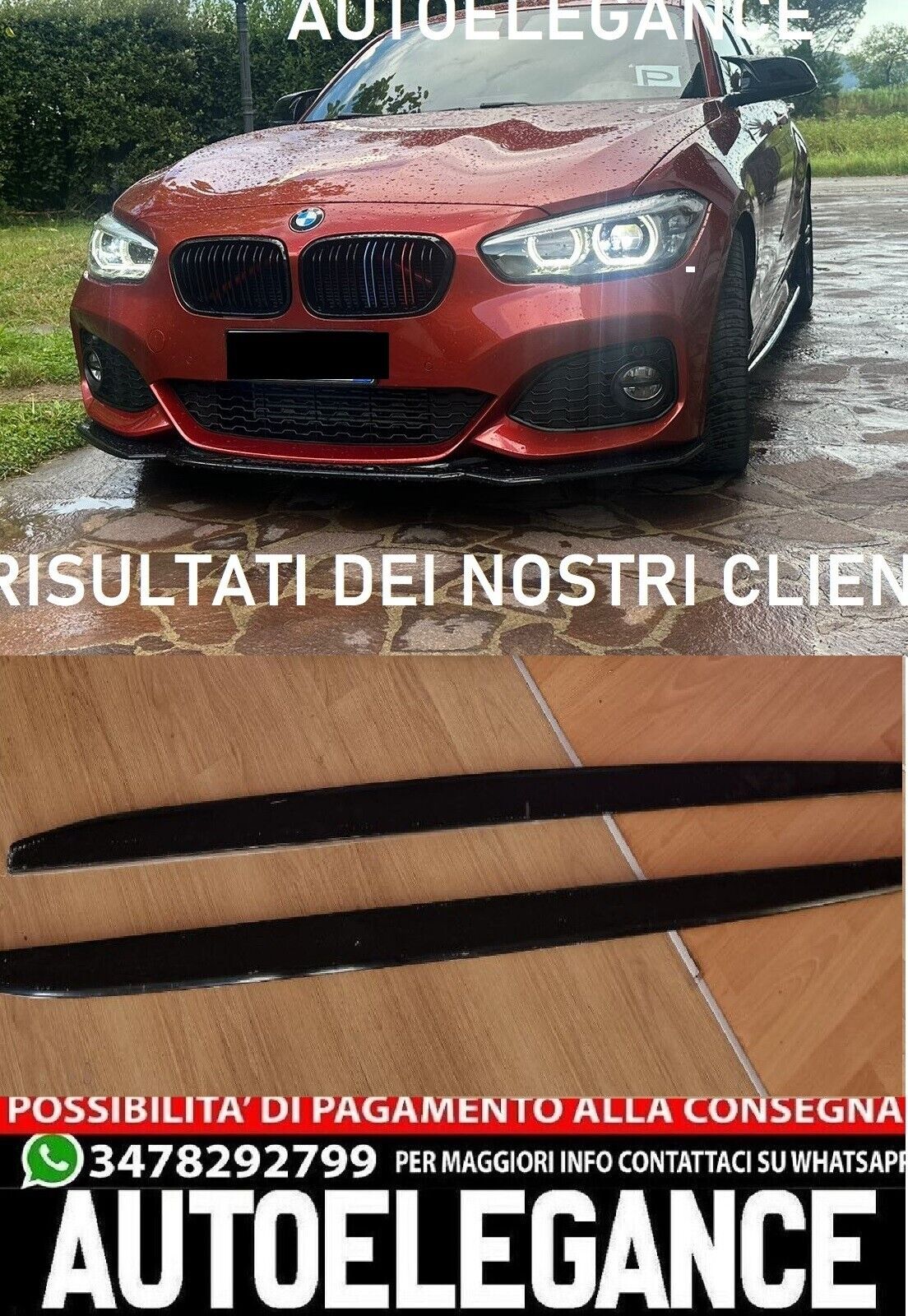 BMW SERIE 1 F20 F21 SOTTOSPLITTER MINIGONNE LATERALI SOTTOPORTA NERO LUCIDO 0034