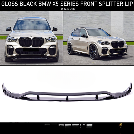 FRONT SPLITTER SUITABLE FOR BMW X5 G05 GLOSSY BLACK 