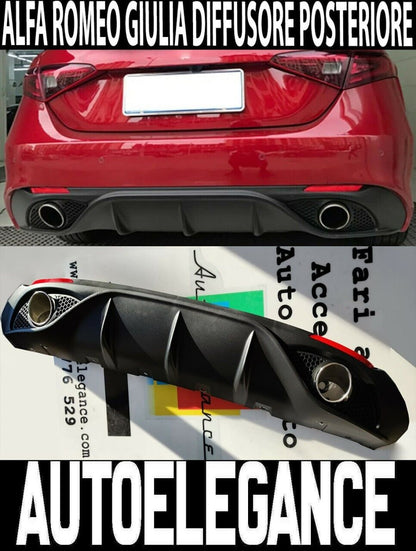 ✨DIFFUSORE DAM ADATTO PER ALFA ROMEO GIULIA LOOK VELOCE OPACO+TERMINALI CROMATI✨