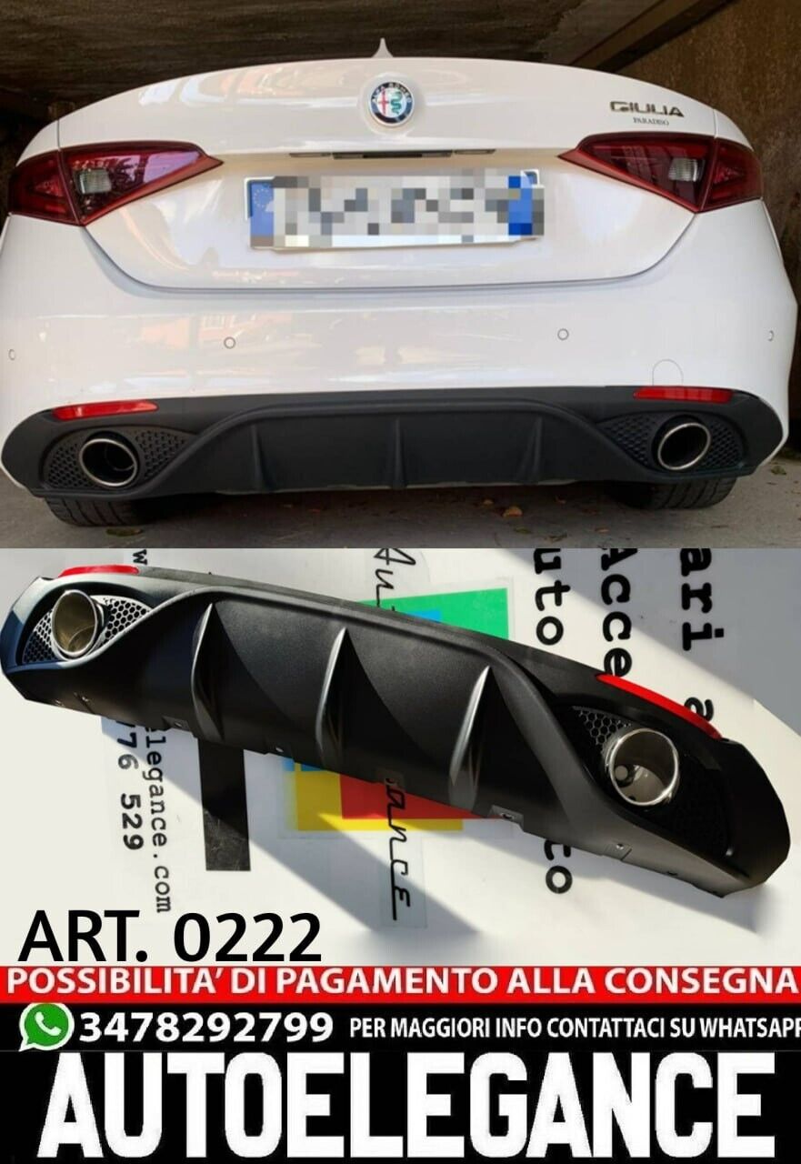 ✨DIFFUSORE DAM ADATTO PER ALFA ROMEO GIULIA LOOK VELOCE OPACO+TERMINALI CROMATI✨