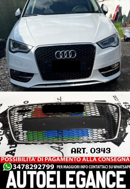⭐GRIGLIA DEL RADIATORE ANTERIORE AUDI A3 8V DAL 2012-2016 RS3 NIDO D'APE CROMATA