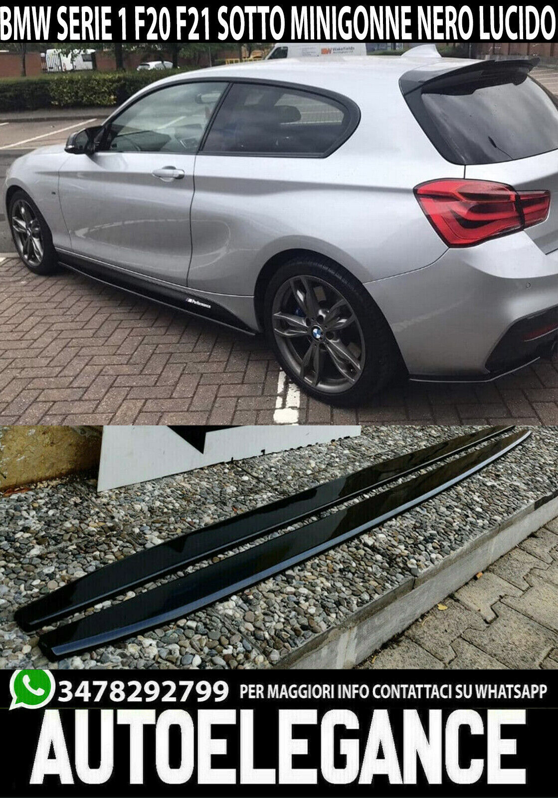 🔝BMW SERIE 1 F40 🔝LAME SOTTO MINIGONNE LATERALI SOTTOPORTA SPORTIVI ABS🔝