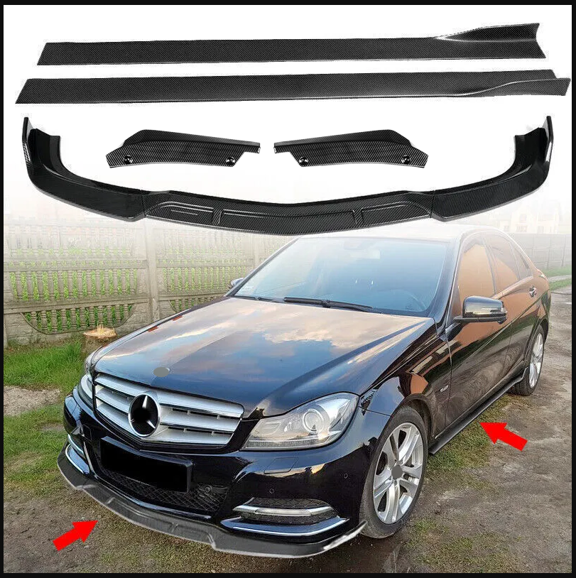 🏁FRONT BUMPER SPLITTER, SIDE SKIRTS SUITABLE FOR MERCEDES CLASSEC W204 11-14