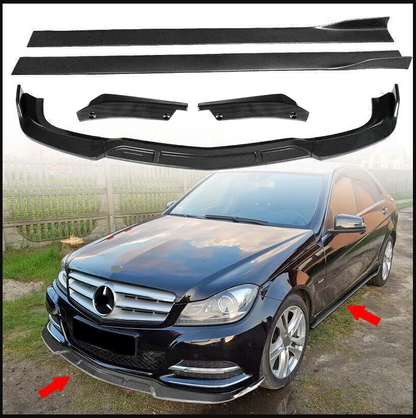 🏁FRONT BUMPER SPLITTER, SIDE SKIRTS SUITABLE FOR MERCEDES CLASSEC W204 11-14