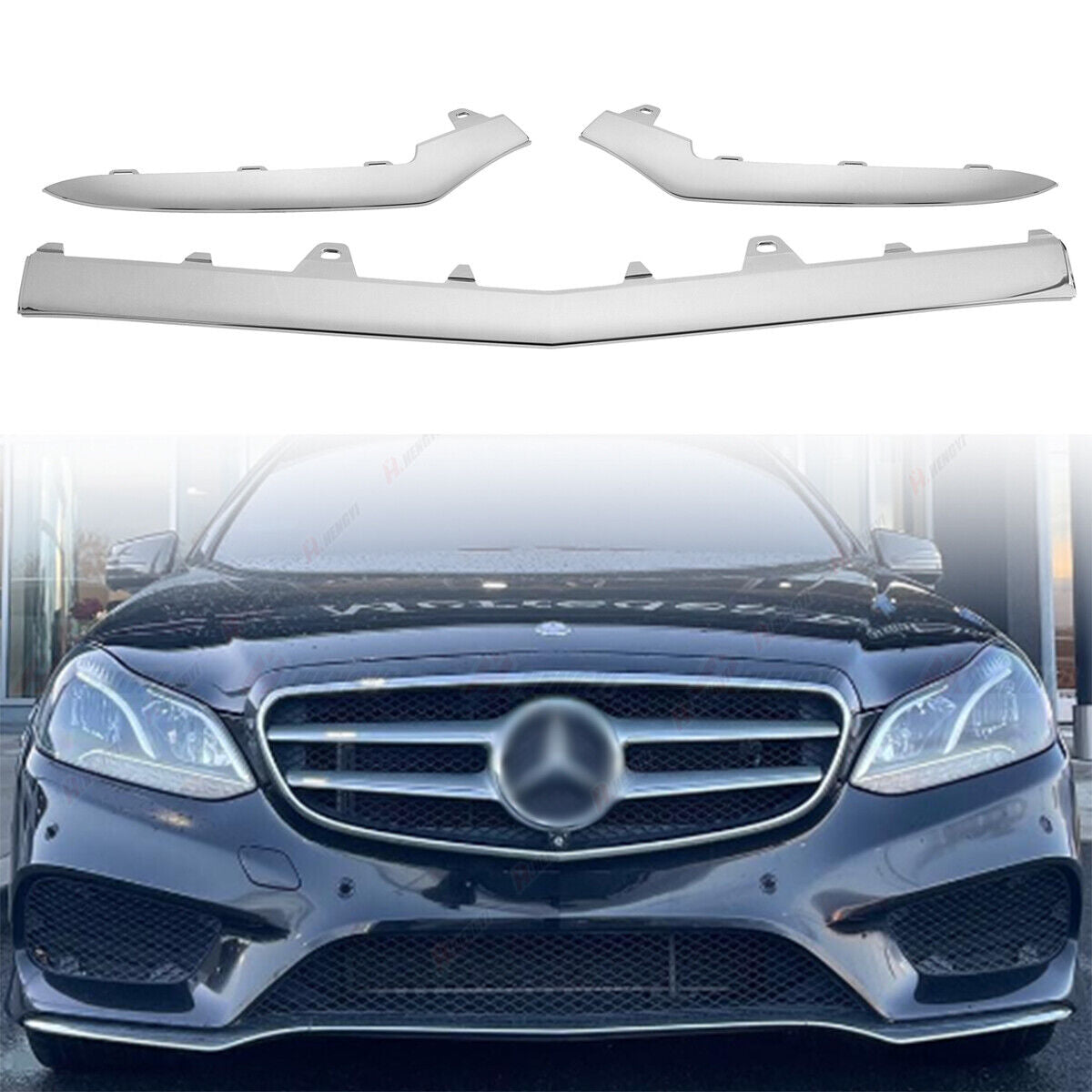 SPLITTER ANTERIORE ADATTO PER 2014-2016 MERCEDES W212 SPORT CROMO ARGENTO