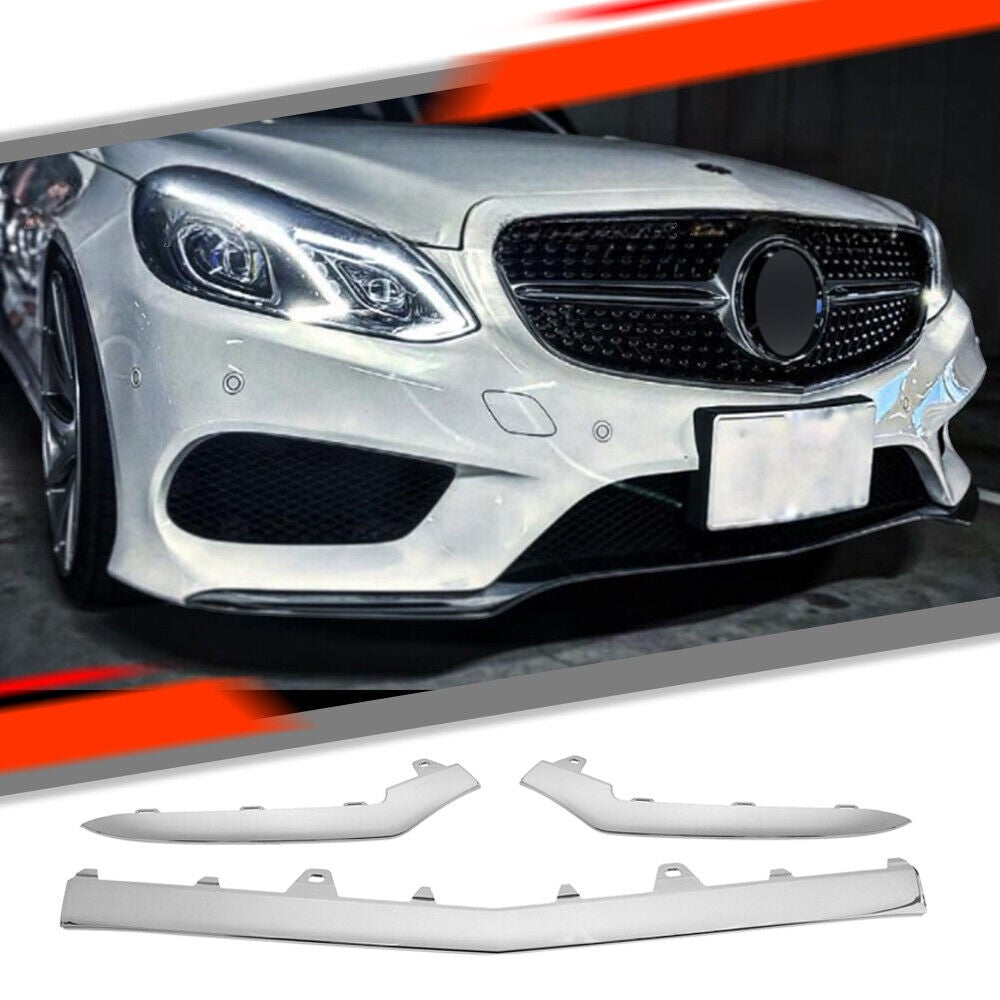 SPLITTER ANTERIORE ADATTO PER 2014-2016 MERCEDES W212 SPORT CROMO ARGENTO