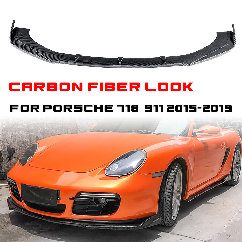 🔝SPLITTER ANTERIORE ADATTO PER PORSCHE 911 718 15-19 CARBON NERO🔝