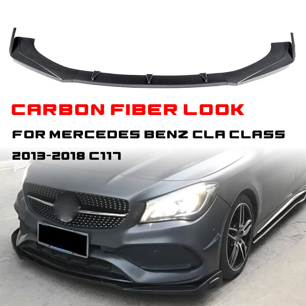 ⭐SPLITTER ANTERIORE ADATTO PER MERCEDES C117 2013-18 CARBON NERO⭐