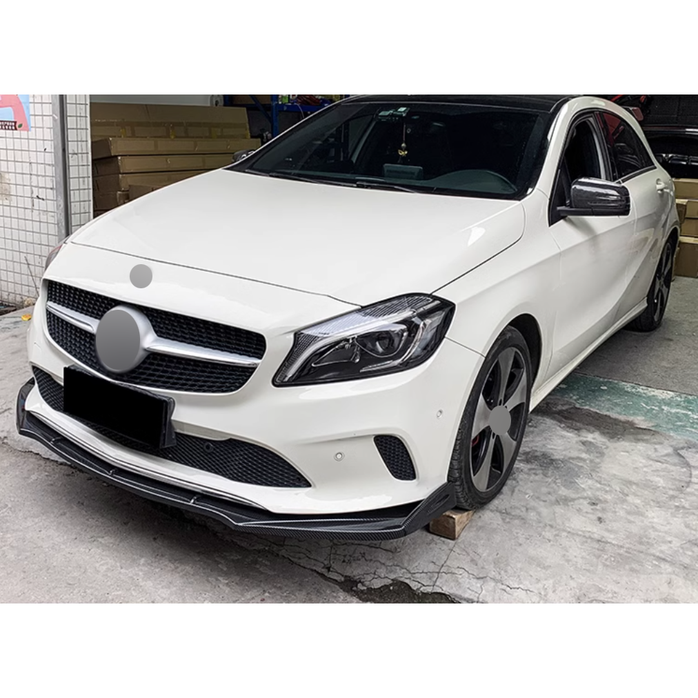 ✔️FRONT SPLITTER SUITABLE FOR ⭐MERCEDES W176 2016+⭐CARBON BLACK✔️