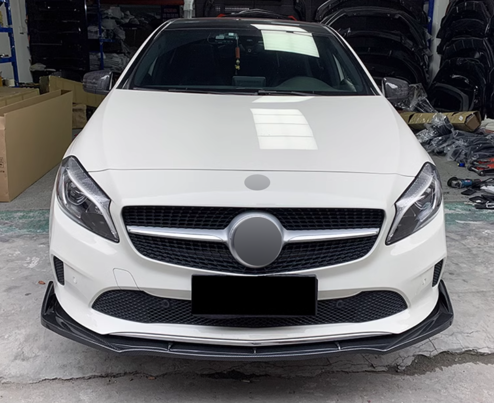 ✔️FRONT SPLITTER SUITABLE FOR ⭐MERCEDES W176 2016+⭐CARBON BLACK✔️