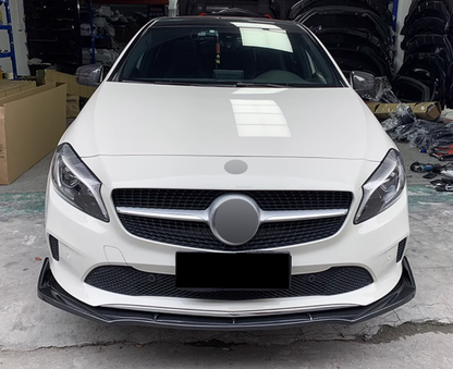 ✔️FRONT SPLITTER SUITABLE FOR ⭐MERCEDES W176 2016+⭐CARBON BLACK✔️