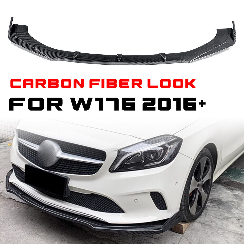 ✔️FRONT SPLITTER SUITABLE FOR ⭐MERCEDES W176 2016+⭐CARBON BLACK✔️
