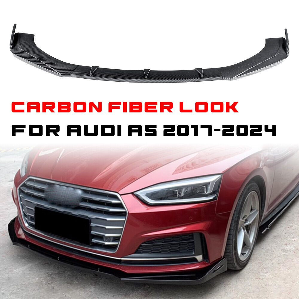 ✔️SPLITTER ANTERIORE ADATTO PER ⭐AUDI A5 F5 17-24⭐CARBON NERO✔️