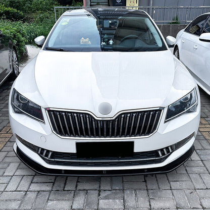 ⭐FRONT SPLITTER SKODA SUPERB III B8 3V 2015-19 GLOSSY BLACK⭐