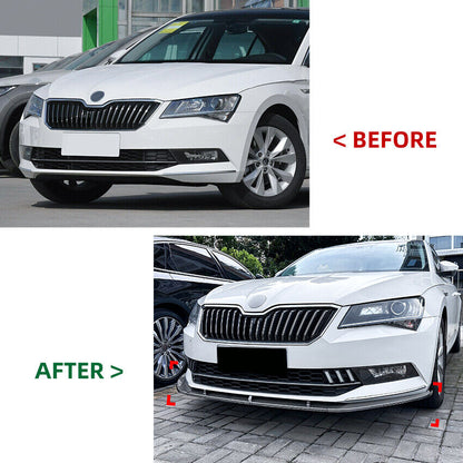 ⭐FRONT SPLITTER SKODA SUPERB III B8 3V 2015-19 GLOSSY BLACK⭐