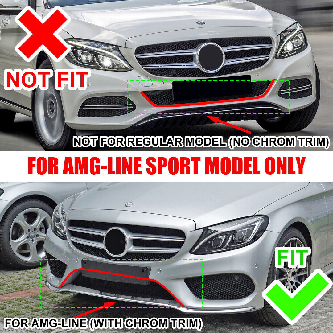 🌞SPLITTER ANTERIORE ADATTO PER MERCEDES C CLASSE W205 NERO LUCIDO🌞