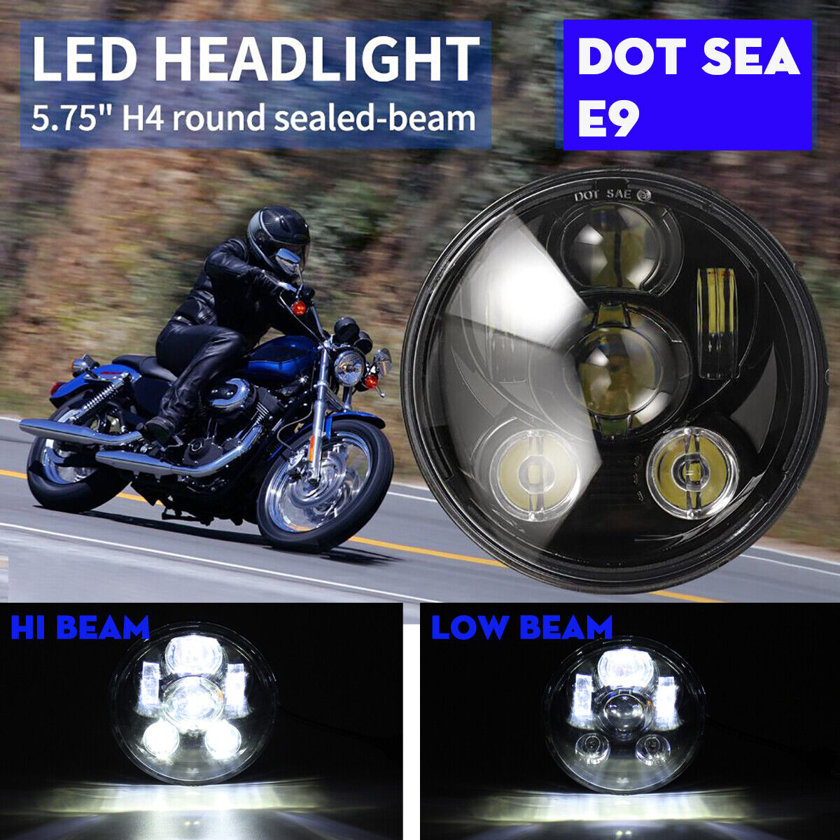 💫Fari Proiettore Hi-Lo Beam LED 5,75"" 5-3/4"" Principale Pollici Per Moto💫