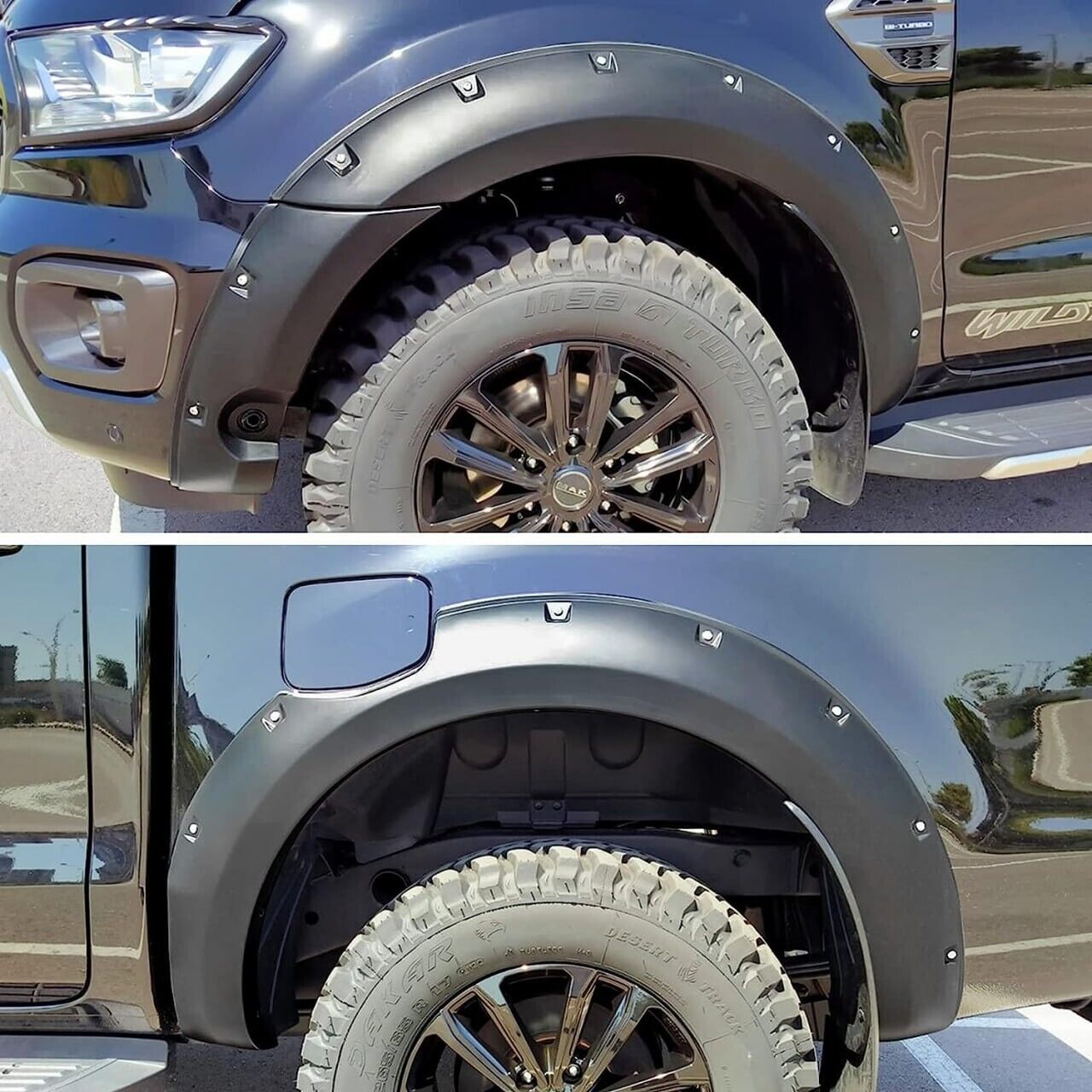 ✔️PARAFANGHI ADATTI PER FORD RANGER T8 2019-2022 NERO OPACO CON FORO SENSORE✔️